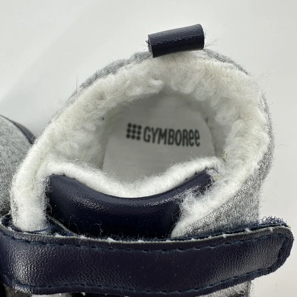 Gymboree Baby Boy Sherpa-Lined Sneakers Navy Gray Size 2 Hook & Loop Crib Shoes